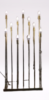 Şamdan Lambader  ZLF 11 Mızraklı 1 Adet Model Led Ampüllü  Akrilik Gold Boya El Yapımı - 2