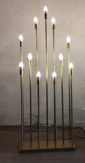 Şamdan Lambader ZLF 11 Mızraklı 1 Adet Model Led Ampüllü  Akrilik Gold Boya El Yapımı - 2