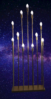 Şamdan Lambader ZLF 11 Mızraklı 1 Adet Model Led Ampüllü  Akrilik Gold Boya El Yapımı - 3