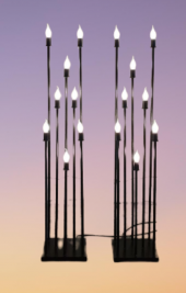 Şamdan Lambader ikili ZLF 8 Mızraklı 2 Adet Model Led Ampüllü Akrilik Siyah Boya El Yapımı - 1