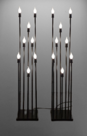 Şamdan Lambader ikili ZLF 8 Mızraklı 2 Adet Model Led Ampüllü Akrilik Siyah Boya El Yapımı - 2