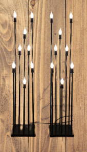 Şamdan Lambader ikili ZLF 8 Mızraklı 2 Adet Model Led Ampüllü Akrilik Siyah Boya El Yapımı - 3