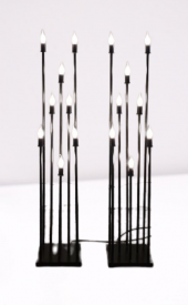 Şamdan Lambader ikili ZLF 8 Mızraklı 2 Adet Model Led Ampüllü Akrilik Siyah Boya El Yapımı - 4