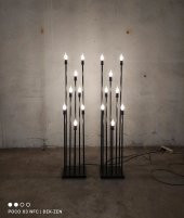 Şamdan Lambader ikili ZLF 8 Mızraklı 2 Adet Model Led Ampüllü Akrilik Siyah Boya El Yapımı - 5