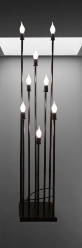 Şamdan Lambader ZLF 8 Mızraklı 1 Adet Model Led Ampüllü Akrilik Siyah Boya El Yapımı - 3