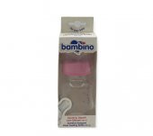 Bambino Desenli Silikon Kiraz Uçlu Cam Biberon 125 ml - Pembe - 1