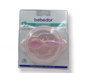 Bebedor Vakumlu Tabak ve Kaşık Seti - Pembe - 1