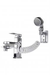 2 In 1 Spiral Hortumlu Ayarlanabilir Hareketli Banyo Mutfak Lavabo Musluk Duş Başlığı - 1