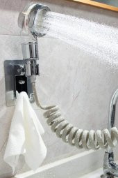 2 In 1 Spiral Hortumlu Ayarlanabilir Hareketli Banyo Mutfak Lavabo Musluk Duş Başlığı - 2