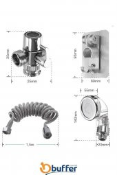 2 In 1 Spiral Hortumlu Ayarlanabilir Hareketli Banyo Mutfak Lavabo Musluk Duş Başlığı - 8