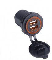 12-32V Arası Çalışan Araç içi çift portlu Usb Şarj Turuncu Renk - 1
