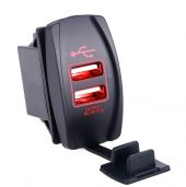 12-32V Arası Çalışan Araç içi çift portlu Usb Şarj Kırmızı Renk - 1