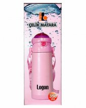 Logon Çelik Pipetli Matara Pembe 350 ml LGL340 - 1