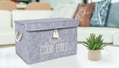 Keçe Kapaklı Çok Amaçlı Mini Kutu Gri Saklama Kutusu 35x24x24 cm - 4