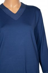 Cimariva Kadın Değer Büyük Beden V Yaka Puantiye indigo Bluz - 2