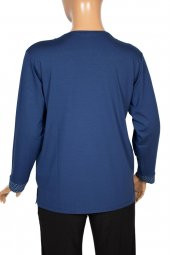 Cimariva Kadın Değer Büyük Beden V Yaka Puantiye indigo Bluz - 4