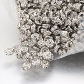 40 Adet Gümüş Renk Rondela Kristal Taşlı Boncuk 5.5 mm - 1