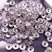 40 Adet Gümüş Renk Rondela Kristal Taşlı Boncuk 5.5 mm - 3