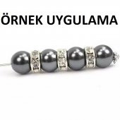 40 Adet Gümüş Renk Rondela Kristal Taşlı Boncuk 5.5 mm - 4