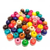 200 Adet 9x10 mm Ahşap Boncuk Karışık Renkli Takı Malzemesi thumbnail 1
