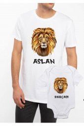 Aslan Parçası Baba Oğul Kız Tişört Zıbın Kombini - 1