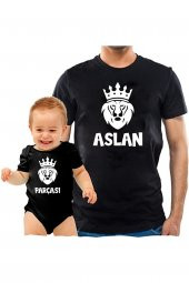 Aslan Parçası Baba Oğul Kız Tişört Zıbın Kombini - 1