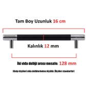 Hitit Mobilya Mutfak Dolap Dolabı Çekmece Kulpu Kulbu Krom Mat Siyah Metal (128 MM-12.8 CM) Kulpları - 2