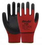 Beybi Nitril PMK PN5 Zebra Kırmzı Siyah 9 Beden 12li Paket - 1