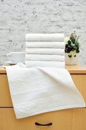 6lı 30x30 Beyaz Kalın Bordürlü Mutfak Havlusu - 1