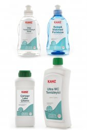 Kanz Ultra Wc Temizleyici 750 Ml&Çamaşır Leke Çıkarıcı 500 ml &Bulaşık Makinesi Parlatıcısı 300 ml &Bulaşık Yıkama Sıvısı 300 ml 4lü Temizlik Seti - 1