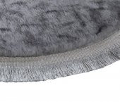 My Evilla Modern Dekoratif Halı Jel Kaymaz Taban Peluş Gri Desenli Saçaklı Oval Paspas Takımı 50x80 - 2