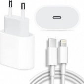 iPhone XS Max Uyumlu 20W Hızlı Şarj Aleti Adaptör Set Type-C to Lightining 1M Kablo - 1