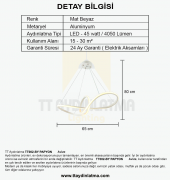 TT Aydınlatma TT002-BY  Papyon Modeli Mat Beyaz Led Avize - 3