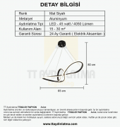 TT Aydınlatma TT002-SY  Papyon Modeli Mat Siyah Led Avize - 3