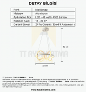 TT Aydınlatma TT003-BY  Sarmal Modeli Mat Beyaz Led Avize thumbnail 3