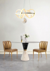 TT Aydınlatma TT003TPL-BY  Sarmal Modeli Mat Beyaz Mermer Desen Toplu Led Avize thumbnail 1