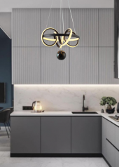 TT Aydınlatma TT003TPL-SY  Sarmal Modeli Mat Siyah Mermer Desen Toplu Led Avize thumbnail 2