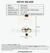 TT Aydınlatma TT003TPL-SY  Sarmal Modeli Mat Siyah Mermer Desen Toplu Led Avize thumbnail 5