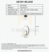 TT Aydınlatma TT004-SY  Göz Modeli Mat Siyah Led Avize - 3