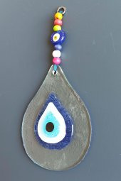 Damla Modeli Nazar Boncuklu Şeffaf Cam El Yapımı Duvar Süsü thumbnail 4