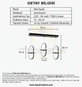 TT Aydınlatma TT006-3S-SY  Minyon Modeli 3 lü Mat Siyah Sıralı Led Avize - 3