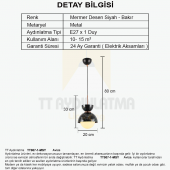 TT Aydınlatma TT007-1-MSY  Mermer Desen Tekli Siyah Lüks Avize - 3