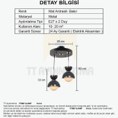 TT Aydınlatma TT007-2 ANT  Mat Antrasit 2 li Lüks Avize - 3