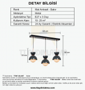 TT Aydınlatma TT007-3S ANT  Mat Antasit 3 lü Sıralı Lüks Avize thumbnail 3