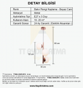 TT Aydınlatma TT008-3 BKR  Bakır Rengi Kaplama Beyaz Camlı Lüks Avize thumbnail 3