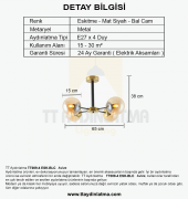TT Aydınlatma TT009-4 ESK  Eskitme Rengi Kaplama 4 lü Bal Camlı Lüks Avize - 3