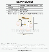 TT Aydınlatma TT010-4 ESK  Eskitme Rengi Kaplama 4 lü Beyaz Camlı Lüks Avize - 3