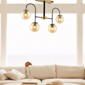 TT Aydınlatma TT011-4 ESK  Eskitme Rengi Kaplama 4 lü Bal Camlı Lüks Avize thumbnail 3