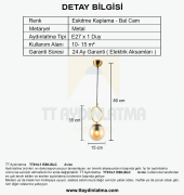 TT Aydınlatma TT014-1 ESK  Eskitme Kaplama Bal Camlı Tekli Avize - 3
