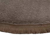 My Evilla Modern Dekoratif Halı Jel Kaymaz Taban Peluş Yuvarlak Model Vizon Renk Saçaklı - 2
